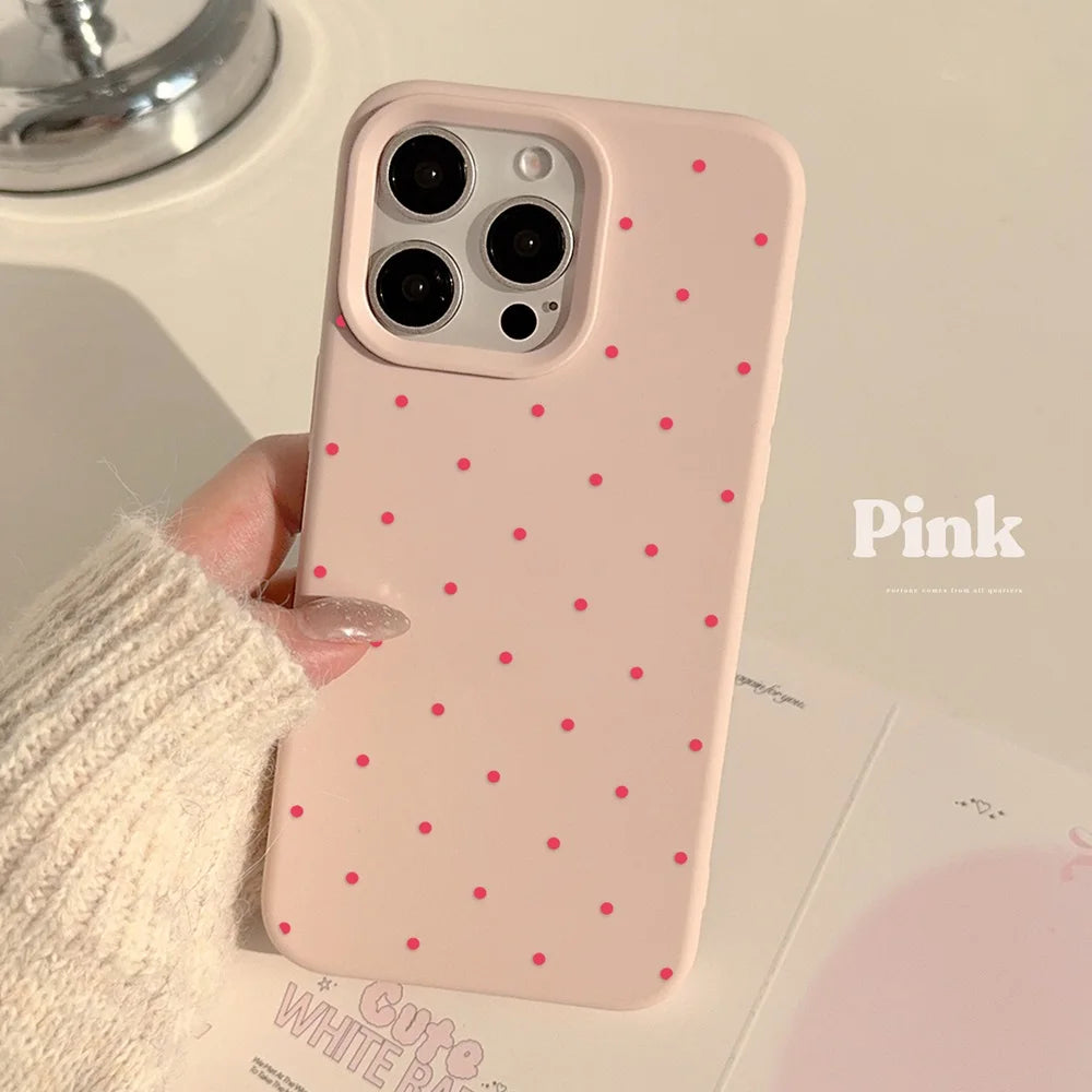 Cute Cartoon Cherry Pattern Phone Case For iPhone 17 16 15 14 13 12 11 Pro Max Plus Silicone Shockproof Cases Cover