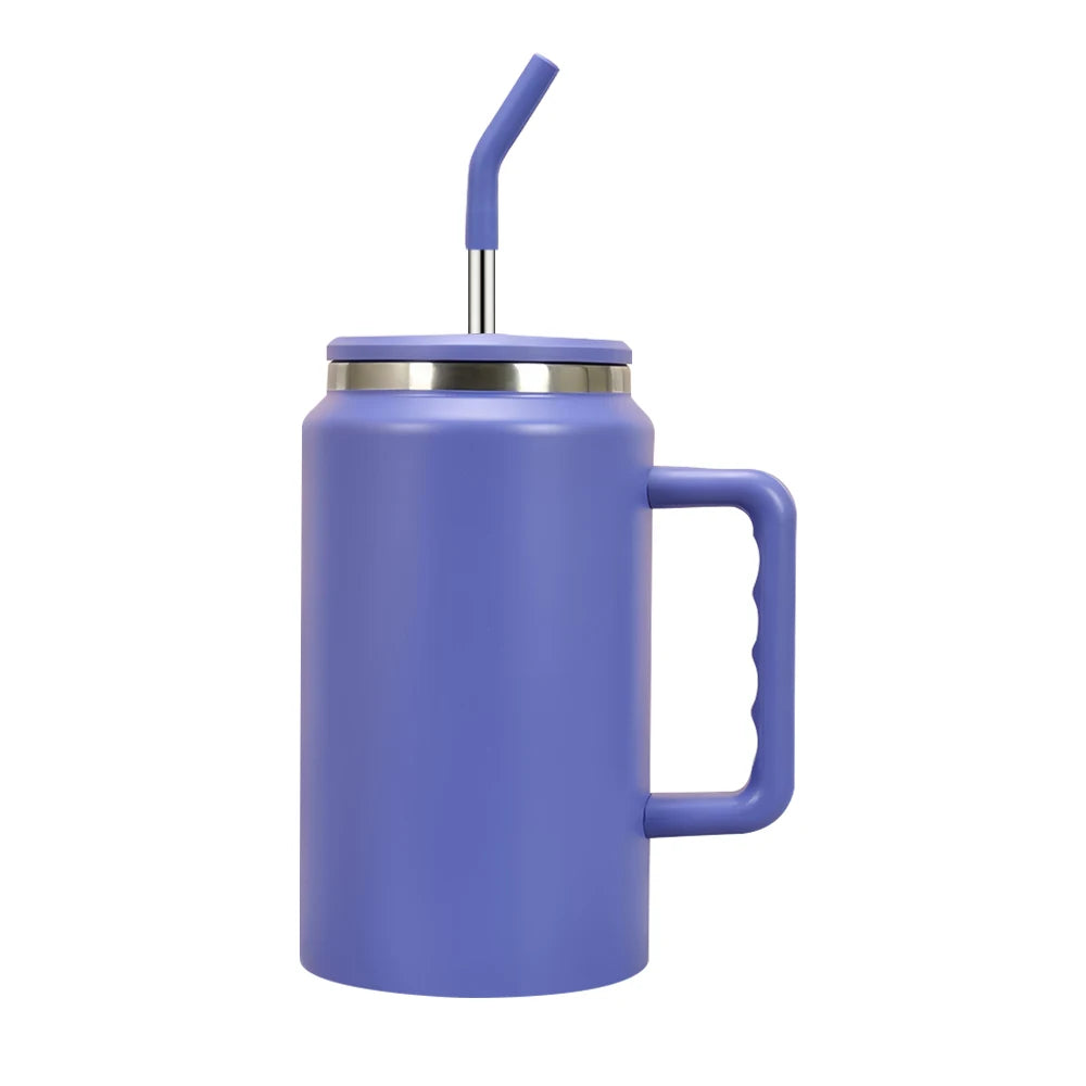 1500ML Thermos Bottle Stainless Steel Tumbler Vacuum Insulated Coffee Cup With Handle and Straw Leak proof Travel Coffee Mug