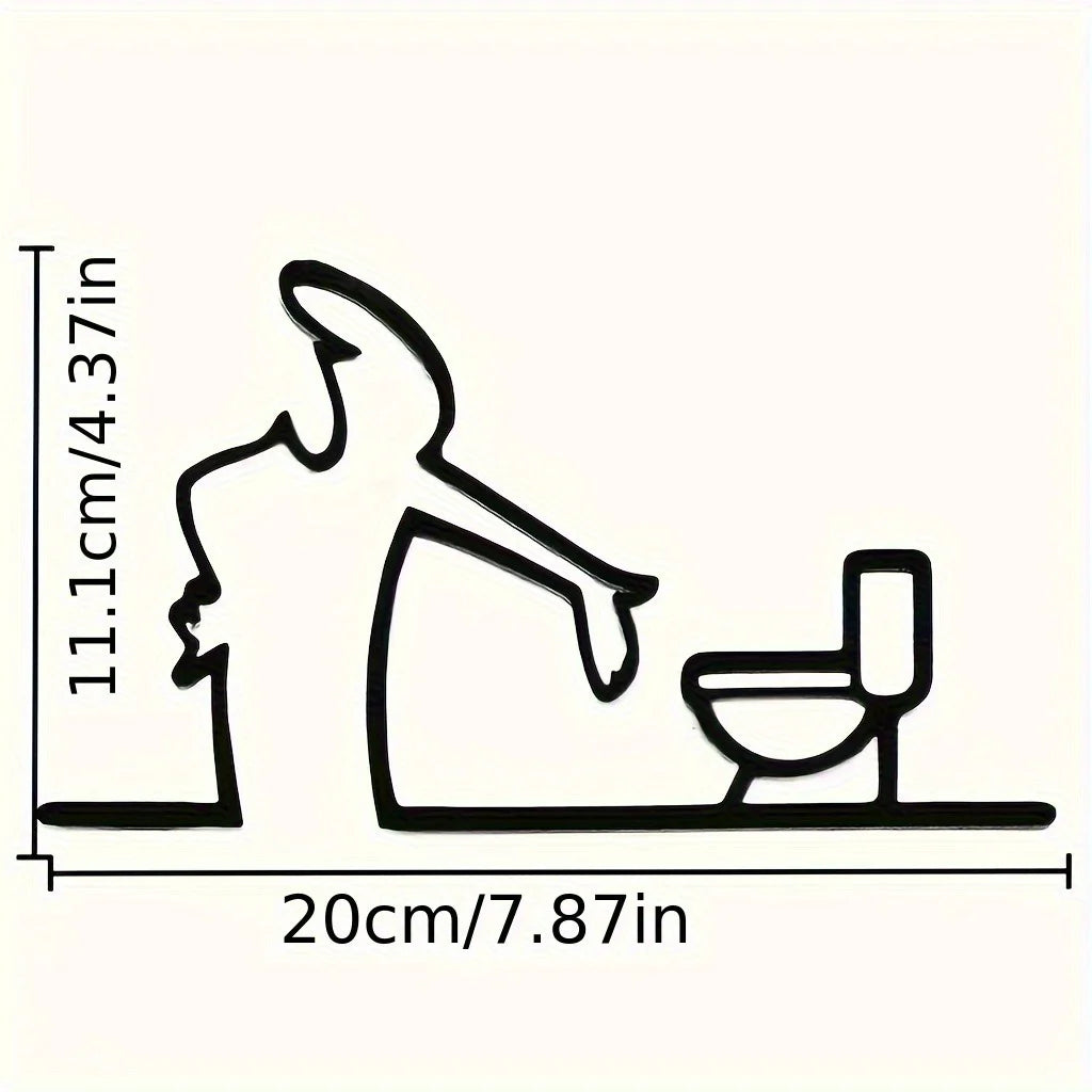 2D Flat, High-Quality 2D Flat Metal Self-with holes, Black Frame Modern Home Decor for Bathroom - Easy to Install Wall Art