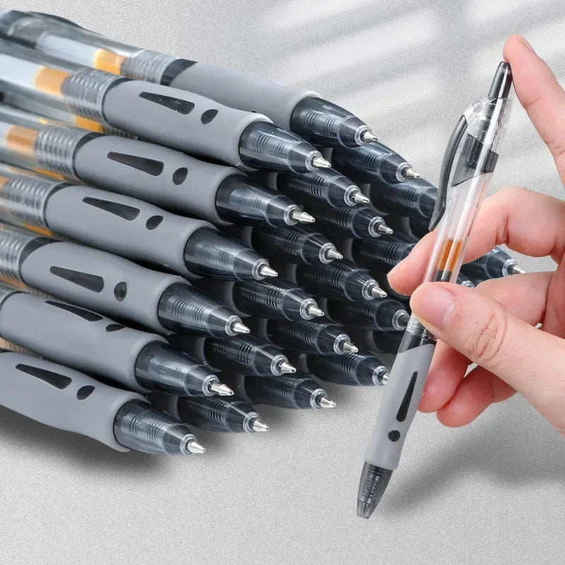 13-30Pcs 0.5mm Fine Point Retractable Gel Pens, Black Ink, Soft Anti-Slip Grip, Smooth Writing, Office & School Stationery Set