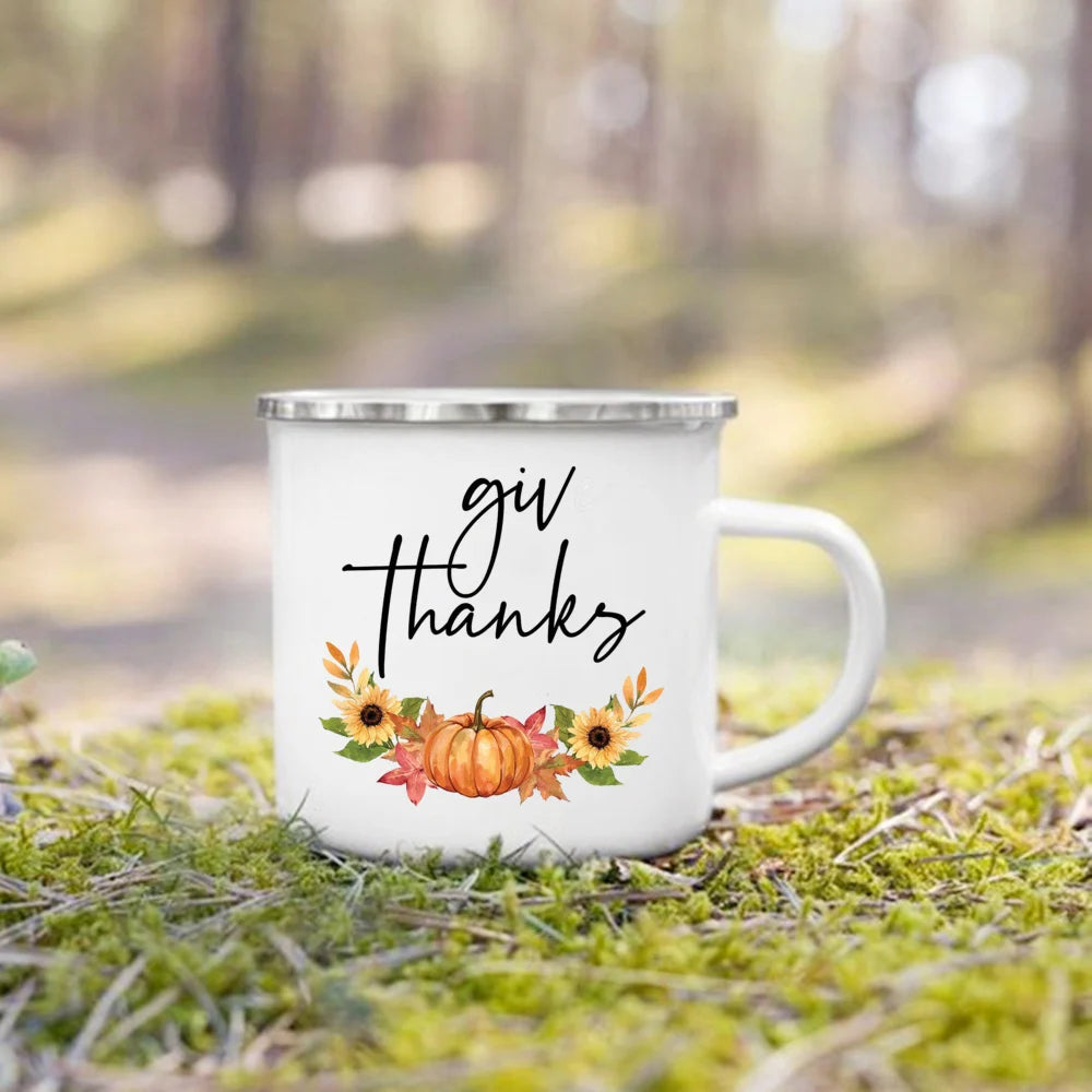 Just A Girl Who Love Fall Printed Creative Enamel Mugs Coffee Cups Holiday Party Wine Juice Handle Mug Best Thanksgiving Gifts