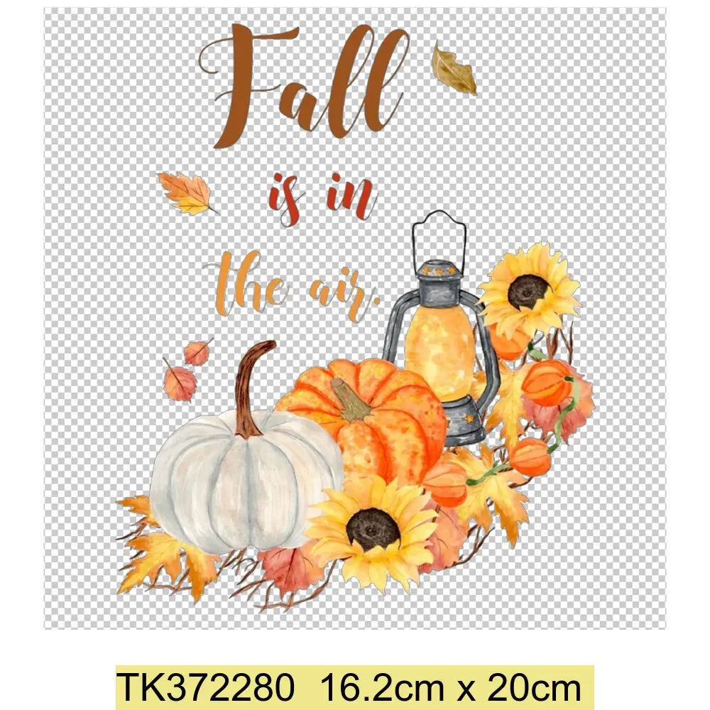 Retro Printing Thanksgiving Iron on Transfers Patches Pumpkin Autumn Heat Transfer Stickers for Clothes Heat Transfers Patches