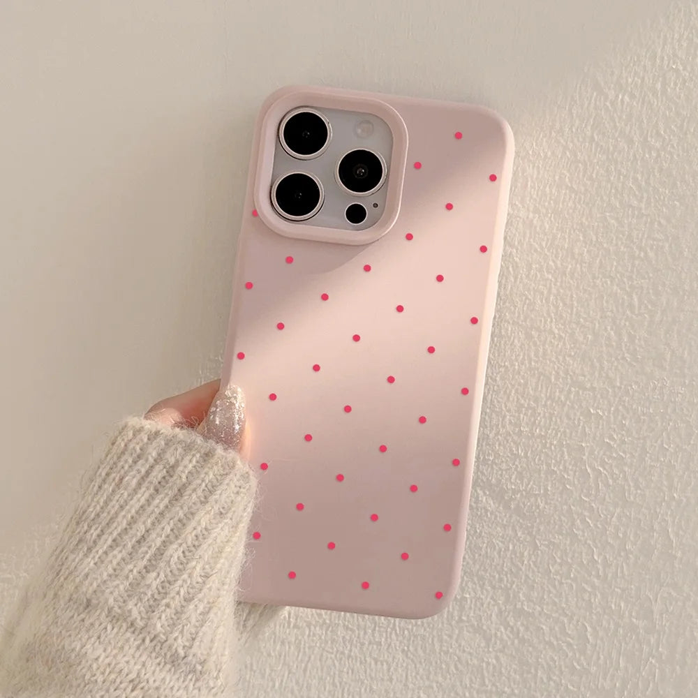 Cute Cartoon Cherry Pattern Phone Case For iPhone 17 16 15 14 13 12 11 Pro Max Plus Silicone Shockproof Cases Cover