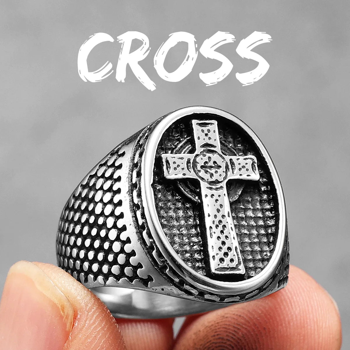 Christian Cross Black Religon Men Rings Stainless Steel Punk Cool Stuff Fashion Accessories Jewelry For Women Gift Wholesale