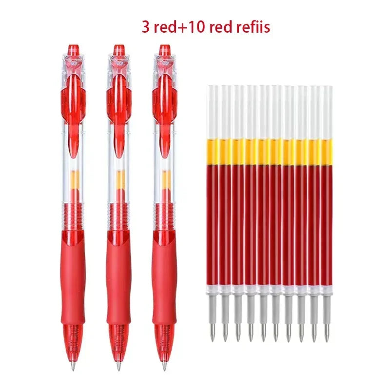 13-30Pcs 0.5mm Fine Point Retractable Gel Pens, Black Ink, Soft Anti-Slip Grip, Smooth Writing, Office & School Stationery Set