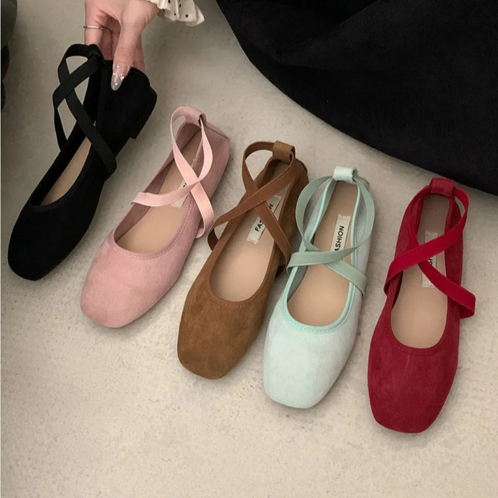 Flat Shoes for Women Summer New Pink Ballet Shallow Mouth Flats Sole Single Shoe Womens Soft Soled Mary Jane Shoes Pumps Zapatos