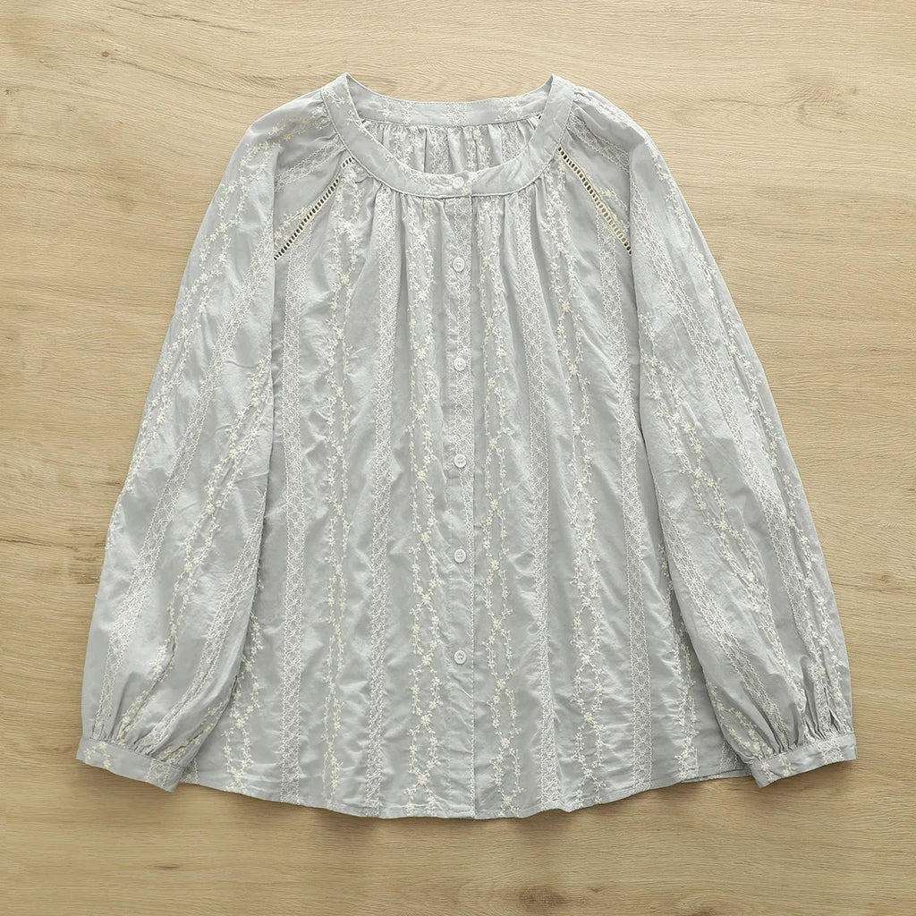 Fall clothes 2026 women cotton fine elegant blouses for women boho long sleeve lace embroider white blouses for lady tops