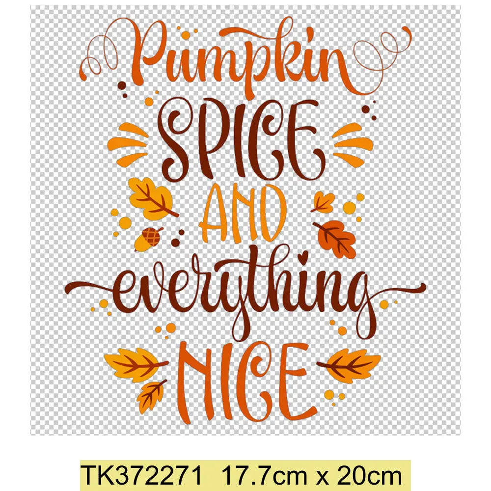 Retro Printing Thanksgiving Iron on Transfers Patches Pumpkin Autumn Heat Transfer Stickers for Clothes Heat Transfers Patches