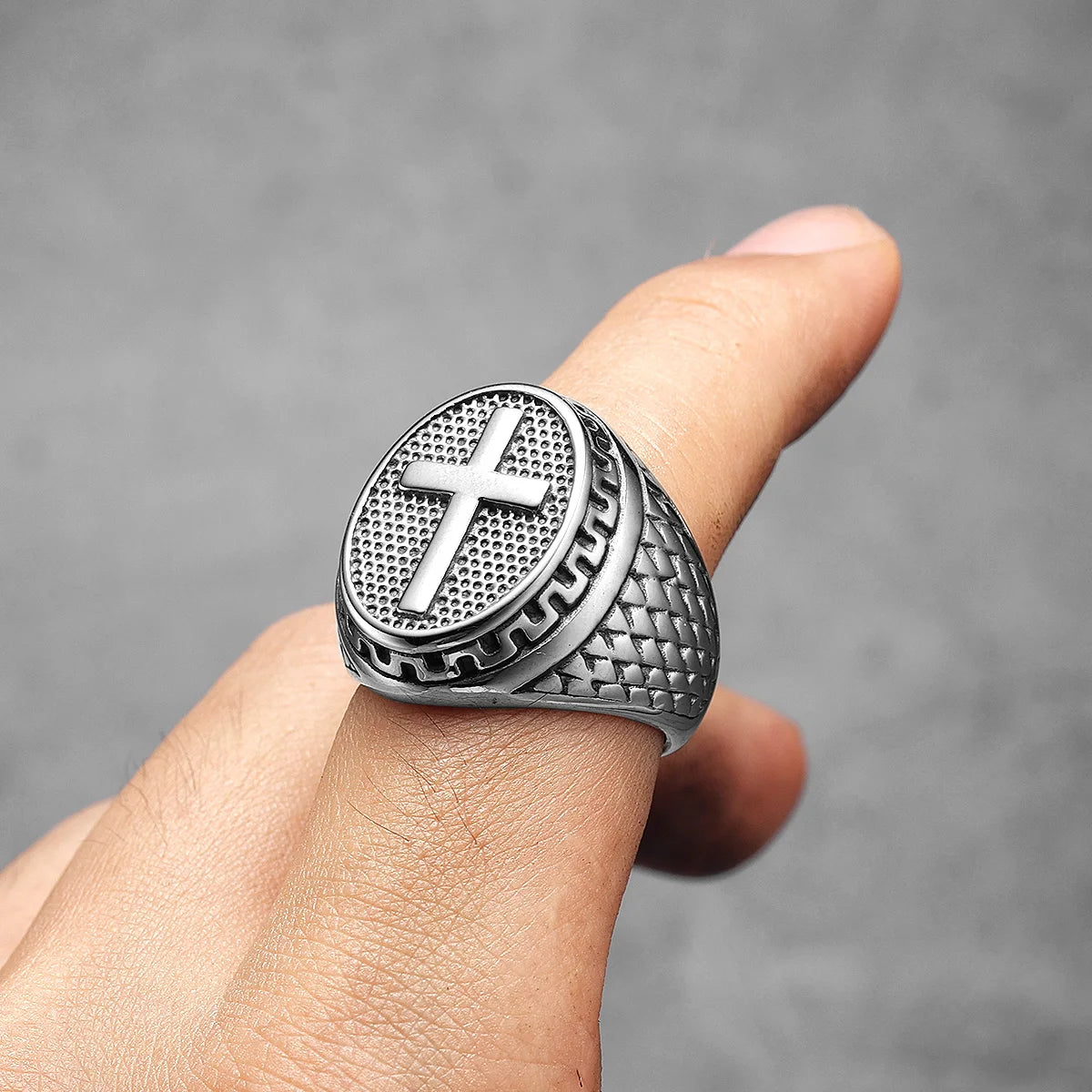 Christian Cross Black Religon Men Rings Stainless Steel Punk Cool Stuff Fashion Accessories Jewelry For Women Gift Wholesale