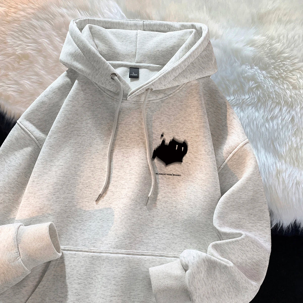 Hoodie men's trendy brand versatile Hong Kong style high street American printed top autumn and winter coat