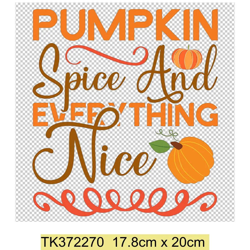 Retro Printing Thanksgiving Iron on Transfers Patches Pumpkin Autumn Heat Transfer Stickers for Clothes Heat Transfers Patches