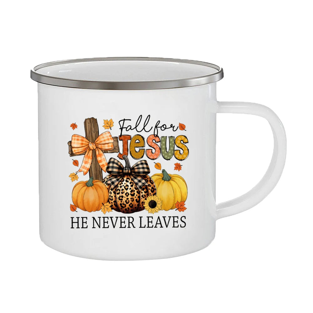 Just A Girl Who Loves Fall Mug Hello Autumn Mugs Pumpkin Spice Latte Enamel Coffee Cup Autumn Gifts Ideas