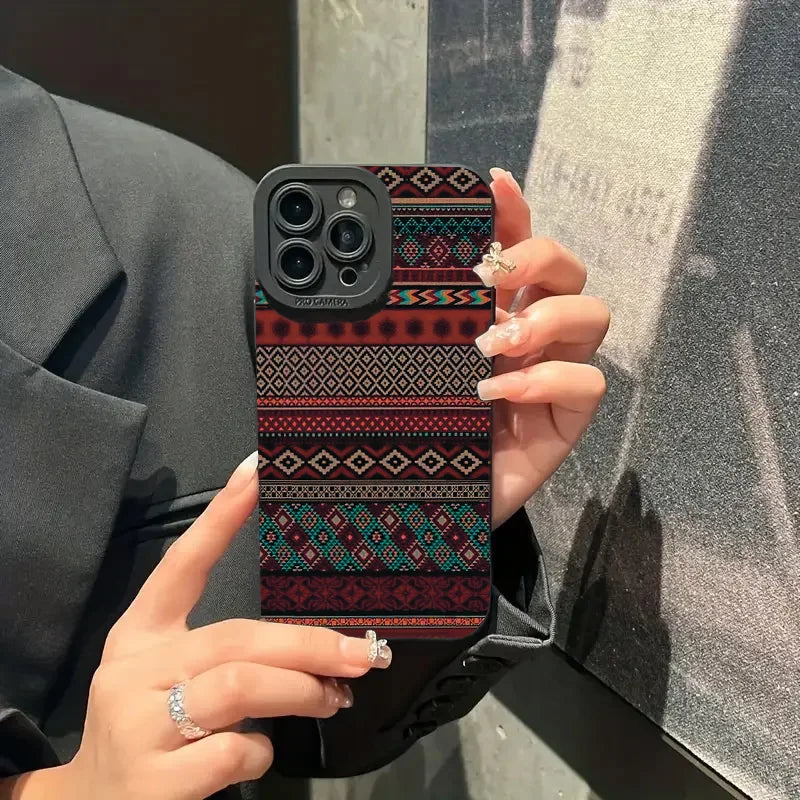 Bohemian Style Patterned TPU Phone Case For iPhone 16 15 14 12 11 13 Pro 15Pro 14Pro Max Mini X XS XR Max SE2 7 8 Plus Cover