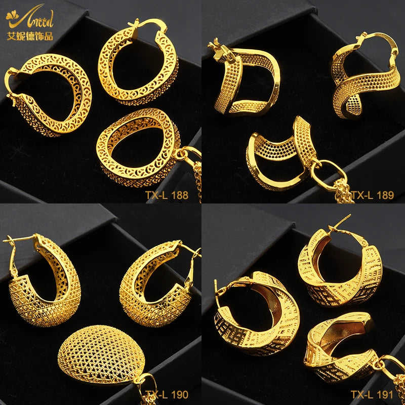 ANIID Nigerian Wedding Jewelry Set Gold Color African Necklace Pendant Sets For Women Wholesale Indian Bridal Jewellery Party