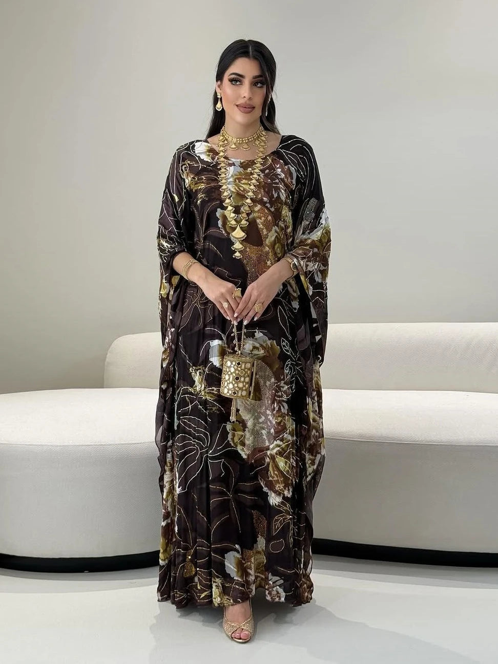 Muslim Dress for Women Chiffon Diamond Party Abaya Dresses Arab Long Robe Morocco Dubai Kaftan Vestidos Jalabiya Ramadan Eid