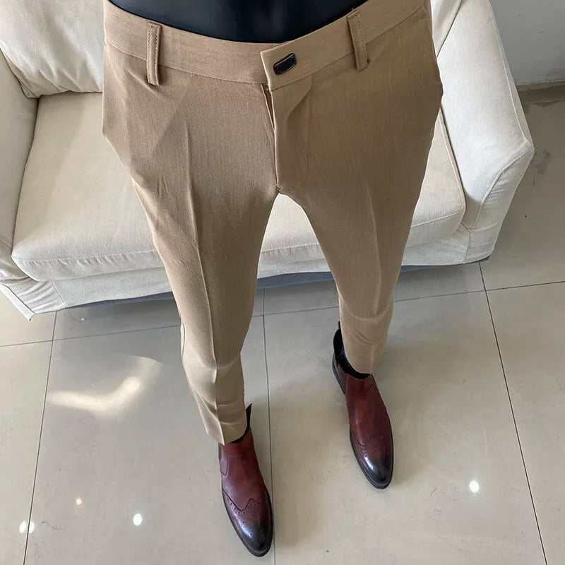 Men Dress Pants Thin Suit Pants Stretch Slim Formal Trousers Calça Masculina Solid Casual Pantalone Hombre Fashion Men Clothing