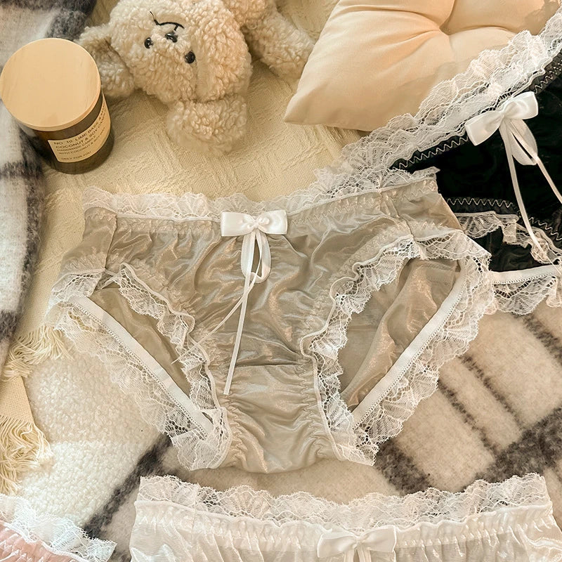 Thin underwear women satin sexy panties mesh soft lace ropa interior femenina antibacterial lingerie girl ropa interioir mujer