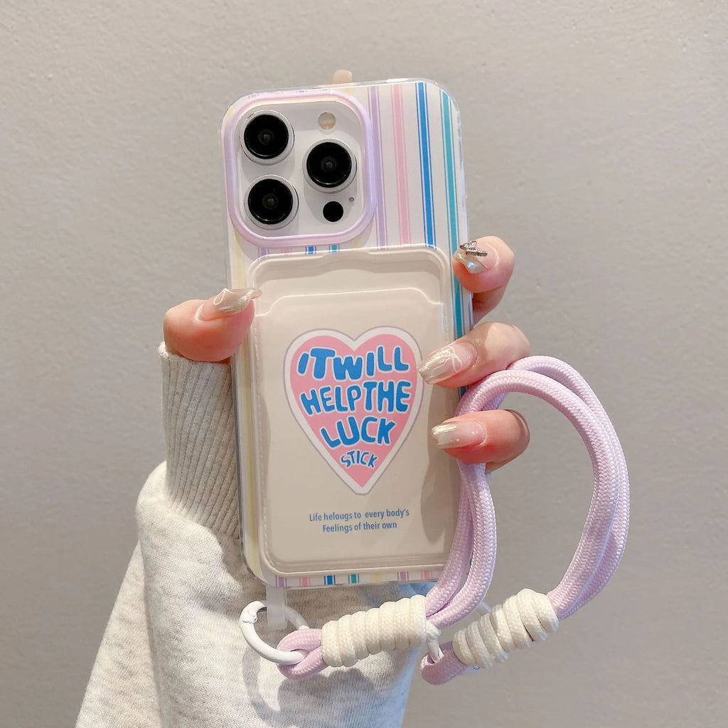 Cute Soft Phone Case for iPhone 16 Case iPhone 15 14 13 12 Pro Max Card Holder Wallet Shockproof Cover