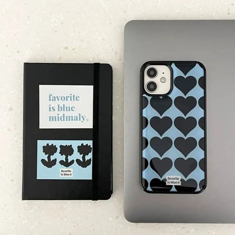 Korean Ins Blogger’s Style Love Heart Phone Case For iPhone 16 Pro Max 15 14 13 12 11 Pro Mini 7 8 Plus Luxury Y2K Phone Cases
