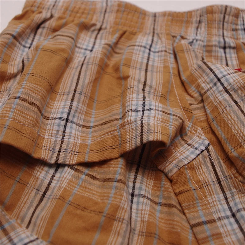 Men's Underwear Breathable Loose Briefs Low Waist Sexy Plaid Homemade Pants Cotton Comrade Fashion Boxer Briefs Men's Underwear