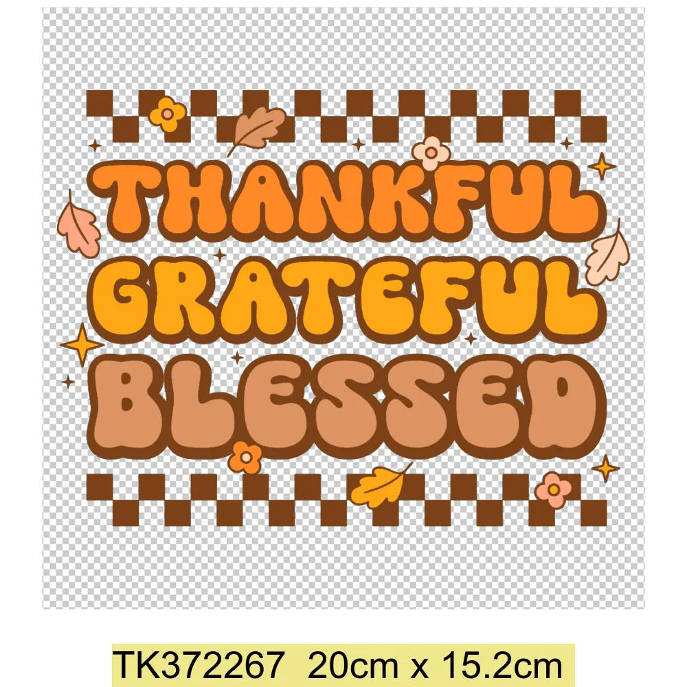 Retro Printing Thanksgiving Iron on Transfers Patches Pumpkin Autumn Heat Transfer Stickers for Clothes Heat Transfers Patches