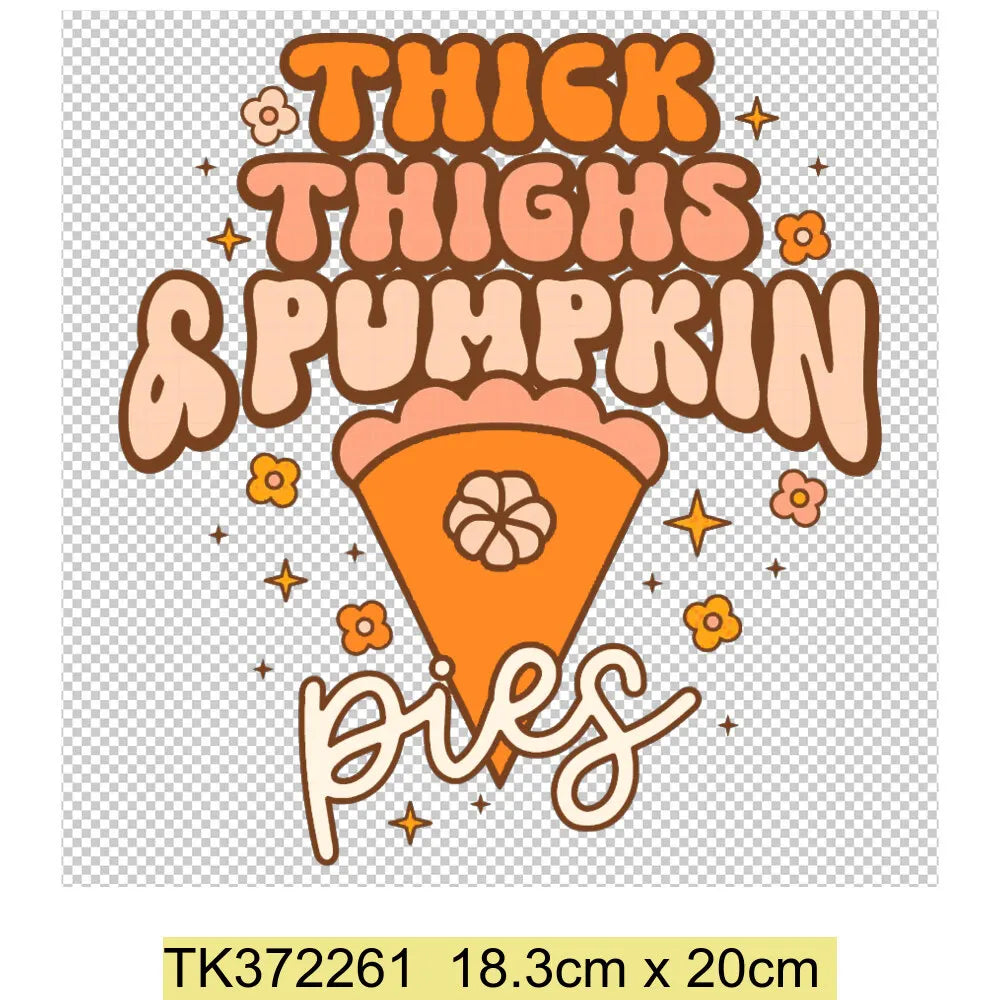 Retro Printing Thanksgiving Iron on Transfers Patches Pumpkin Autumn Heat Transfer Stickers for Clothes Heat Transfers Patches