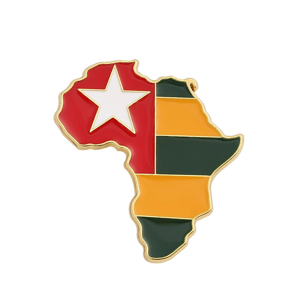 Hip-hop Africa Map Enamel Pins Brooches Ethnic Jewelry Ghana Congo Sudan Somalia Uganda Zimbabwe Zambia Liberia Map Brooch
