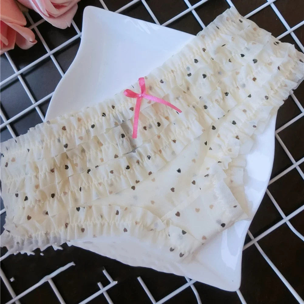 Sexy Women Cute Sweet Underwear Female Low Waist Panties Cake Layer Lace Briefs Ultra Thin Underpants Mesh Breathable Lingerie