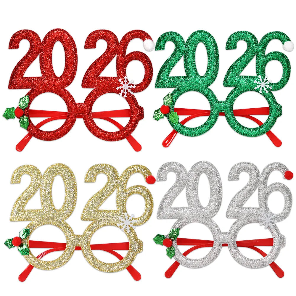 2026 Christmas Theme Digital Funny Glasses Party Decoration New Year Photo Frame Creative Eye Wear for Holiday Celebrations