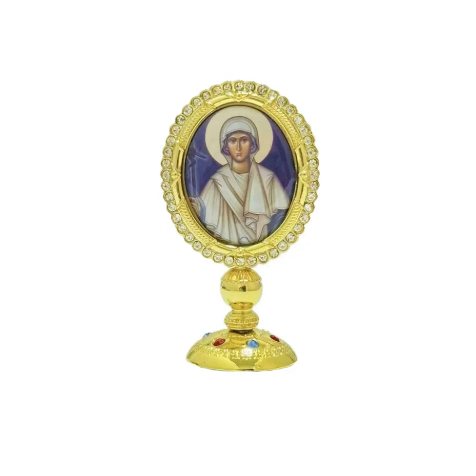 Orthodox Icon Ornament, Orthodox Car Dashboard Decoration, Zinc Alloy Gold Plated, Church Altar, Religious Ceremony