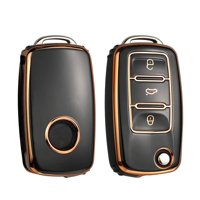 Leather TPU Car Key Case Car Key Full Cover Protection Bag for VW Volkswagen Polo Tiguan Passat Golf Jetta Lavida Skoda Octavia