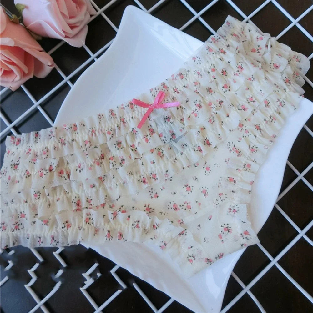 Sexy Women Cute Sweet Underwear Female Low Waist Panties Cake Layer Lace Briefs Ultra Thin Underpants Mesh Breathable Lingerie