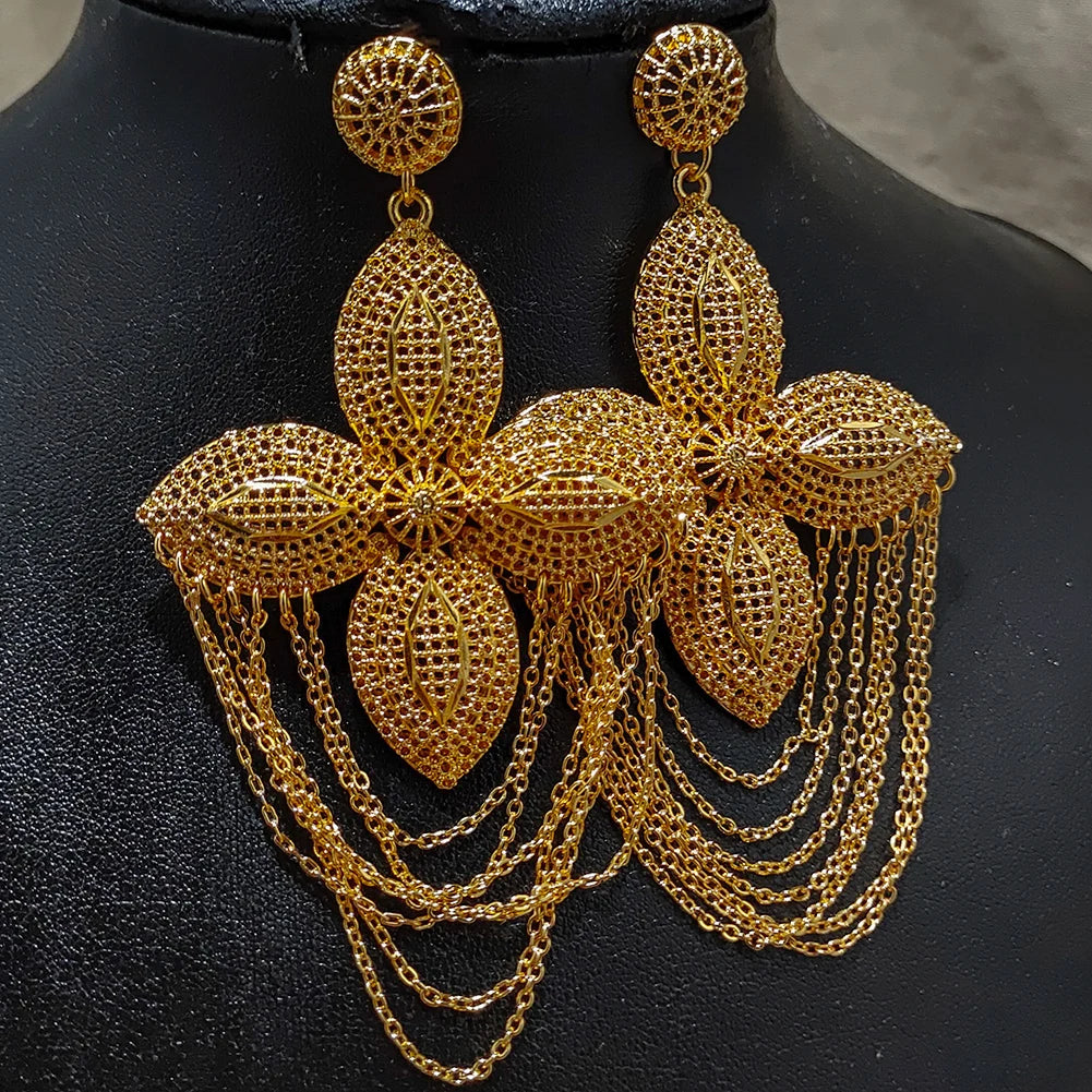 Ethiopia Africa Dubai Gold Color Earrings for Women/Girls/Kids Fashion Metal Wedding Earrings Jewelry Gifts
