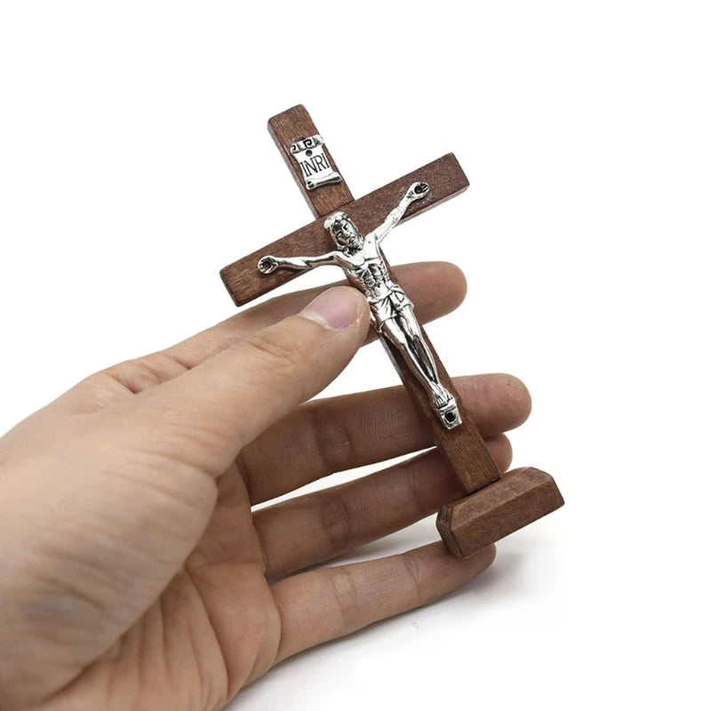 10pcs Wooden Cross Ornament Standing Crucifix Cross Decoration Tabletop Ornaments for Churches and Religious DropShipping