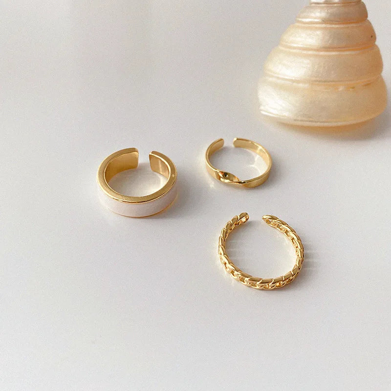 3pcs/set Rings Set for Women Adjustale Rings Set bague femme anillos para hombre Gold Color Twisted Design Rings Set Jewelry