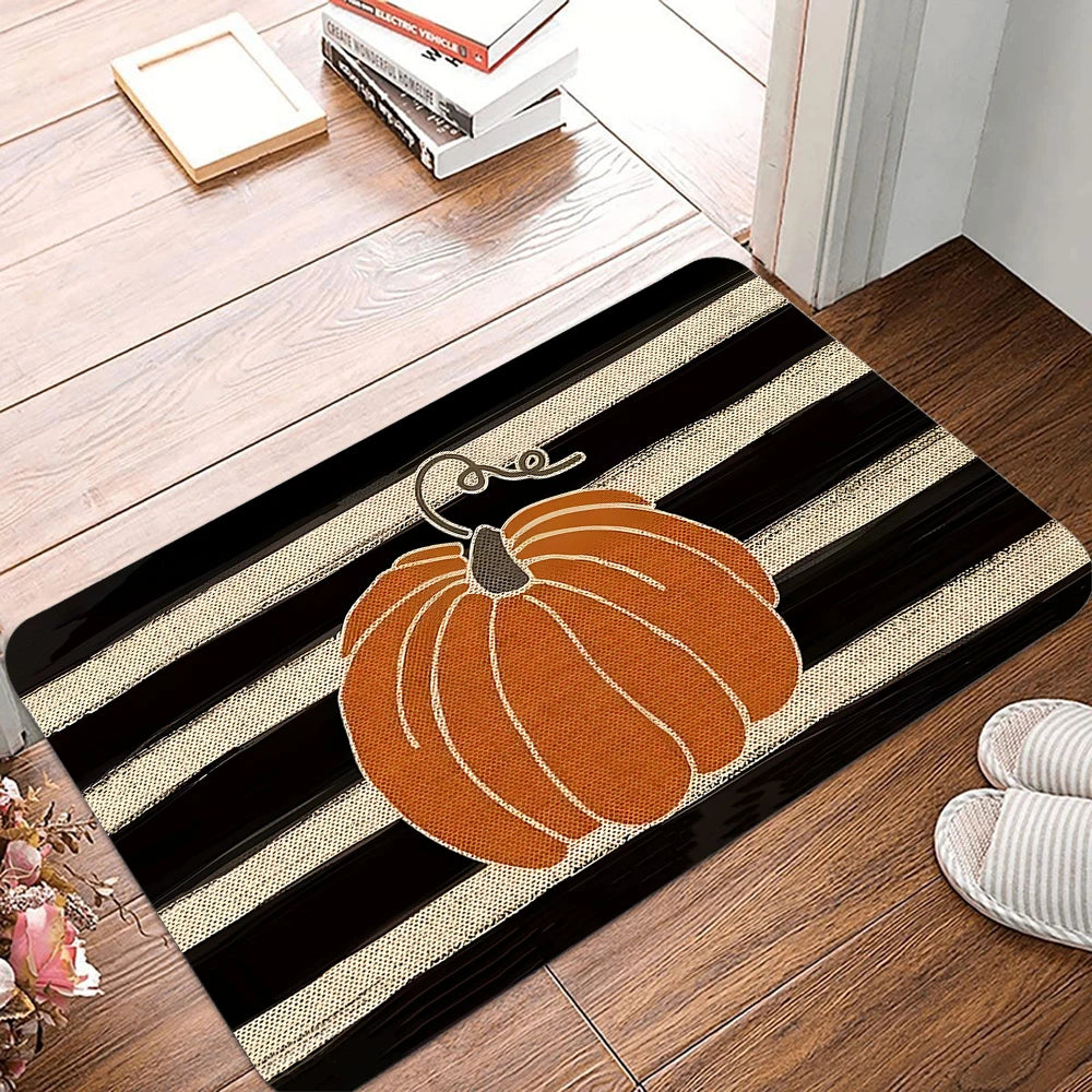 Happy Fall Yall Pumpkin Door Mat Thanksgiving Autumn Scarecrow Non-Slip Welcome Decorative Seasonal Floor Mat for Indoor Outdoor