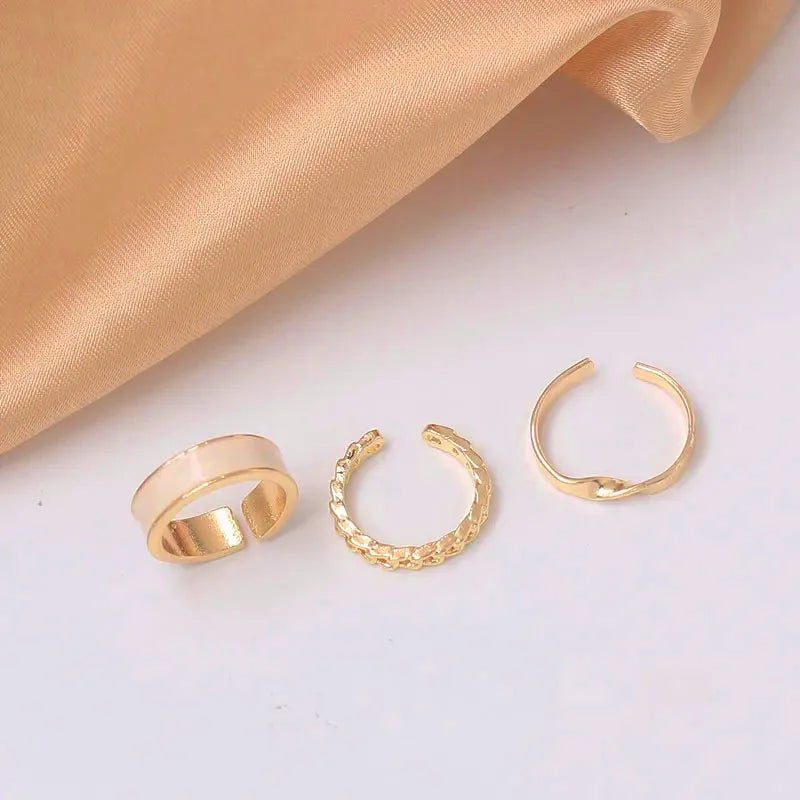 3pcs/set Rings Set for Women Adjustale Rings Set bague femme anillos para hombre Gold Color Twisted Design Rings Set Jewelry