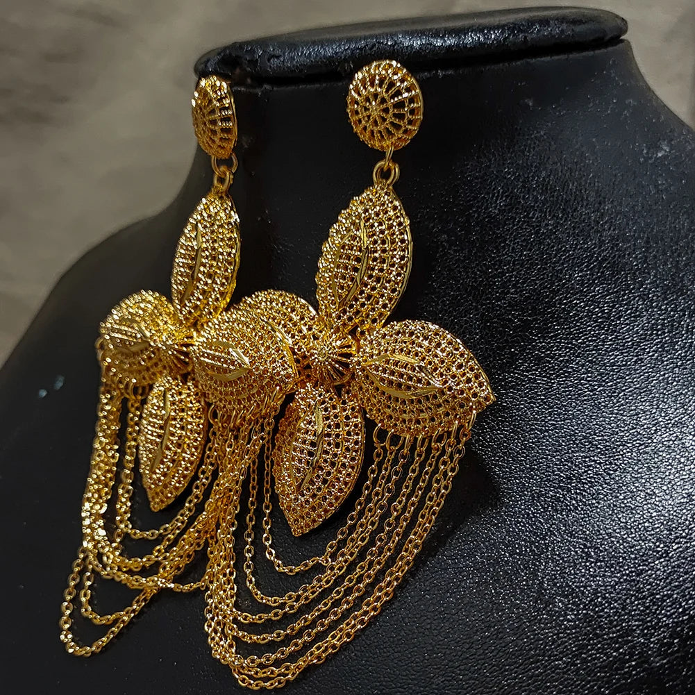 Ethiopia Africa Dubai Gold Color Earrings for Women/Girls/Kids Fashion Metal Wedding Earrings Jewelry Gifts
