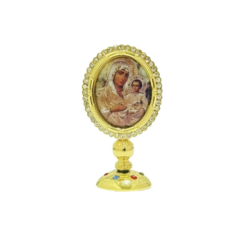 Orthodox Icon Ornament, Orthodox Car Dashboard Decoration, Zinc Alloy Gold Plated, Church Altar, Religious Ceremony