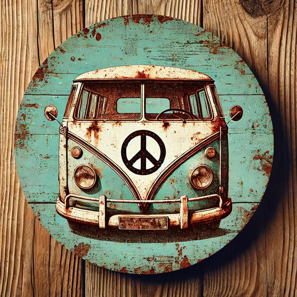 2D 1PC Wooden Disc Green Car Theme Logo 8 Inch Decorative Art Wall Plaque Bedroom Office Decoration