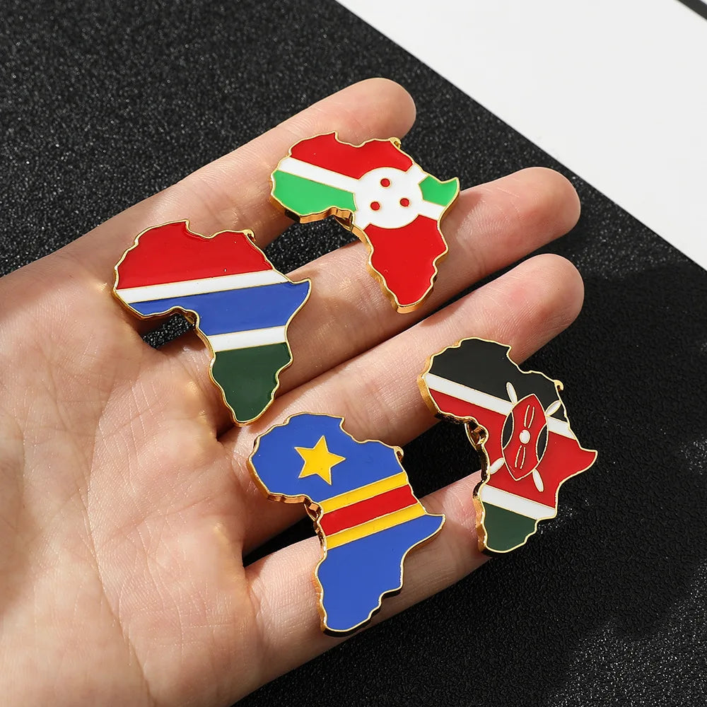 Hip Hop Africa Map Enamel Pins Brooches Ethnic Jewelry Ghana Congo Sudan Somalia Uganda Zimbabwe Zambia Liberia Map Brooch