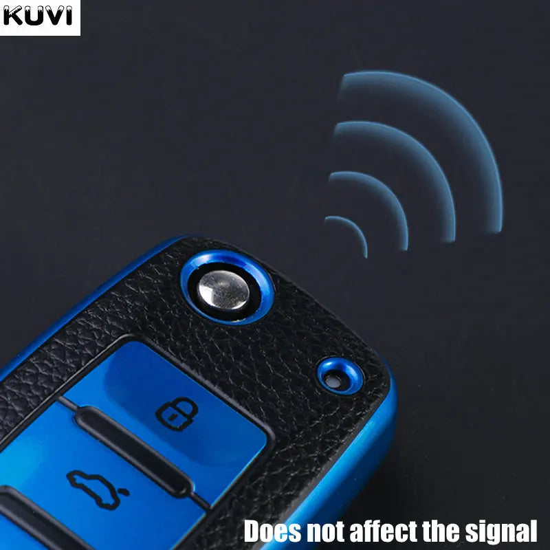 Leather TPU Car Key Case Car Key Full Cover Protection Bag for VW Volkswagen Polo Tiguan Passat Golf Jetta Lavida Skoda Octavia