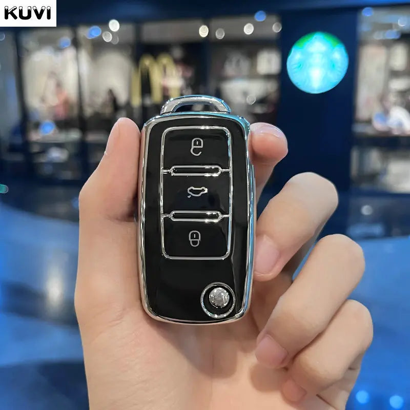 Leather TPU Car Key Case Car Key Full Cover Protection Bag for VW Volkswagen Polo Tiguan Passat Golf Jetta Lavida Skoda Octavia