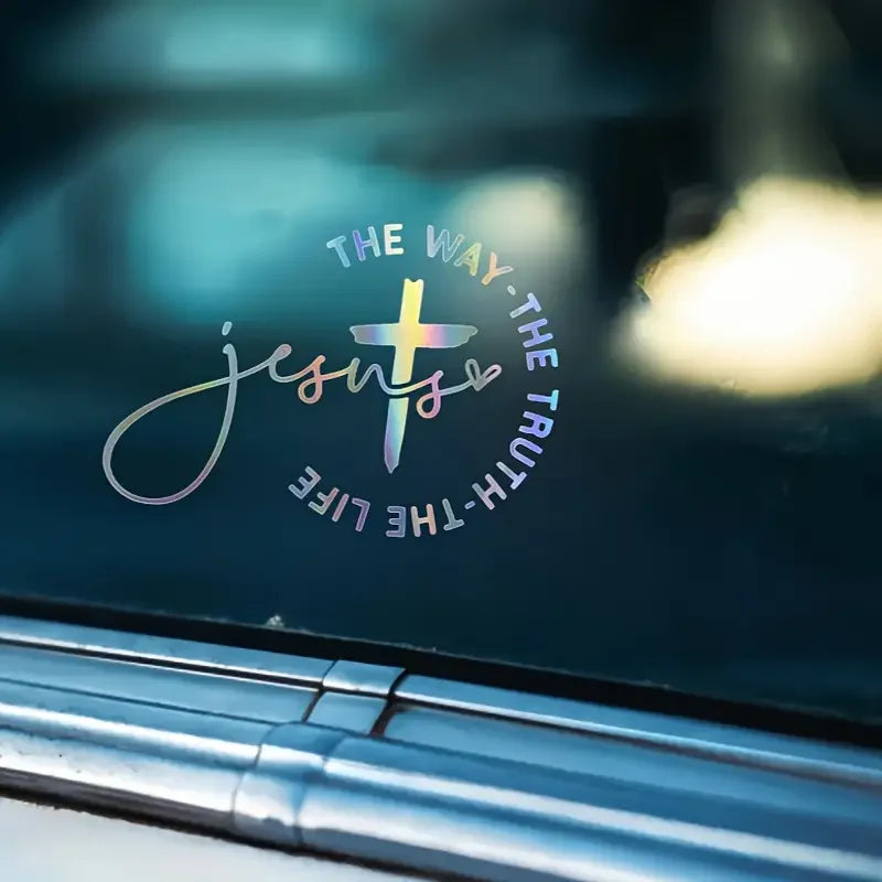 1Jesus Road Christian Car Sticker - Cross design strap