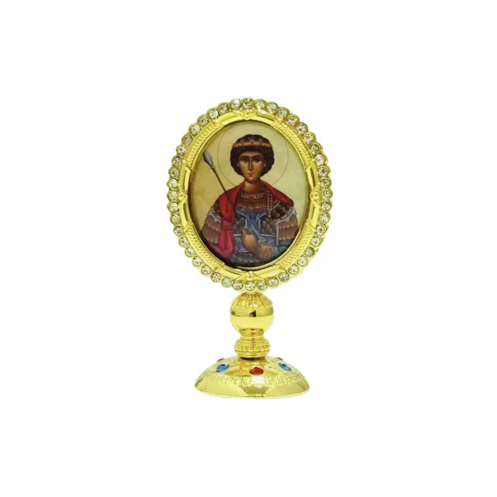 Orthodox Icon Ornament, Orthodox Car Dashboard Decoration, Zinc Alloy Gold Plated, Church Altar, Religious Ceremony