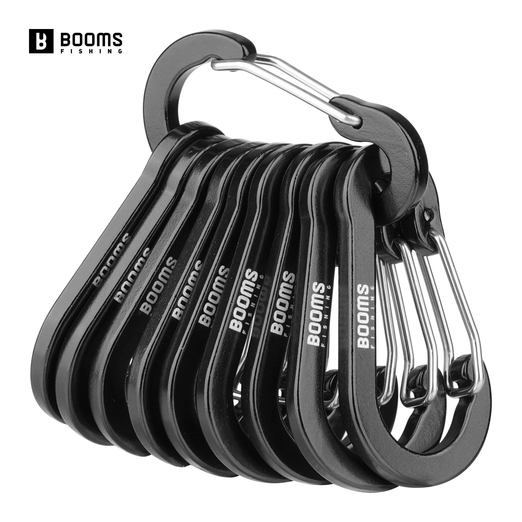 Booms Fishing CC1-10pcs Multi-Use Small Clips Keychain Caribeaner Clip 2 inch Aluminum D Ring Carabiners Fishing Accessories