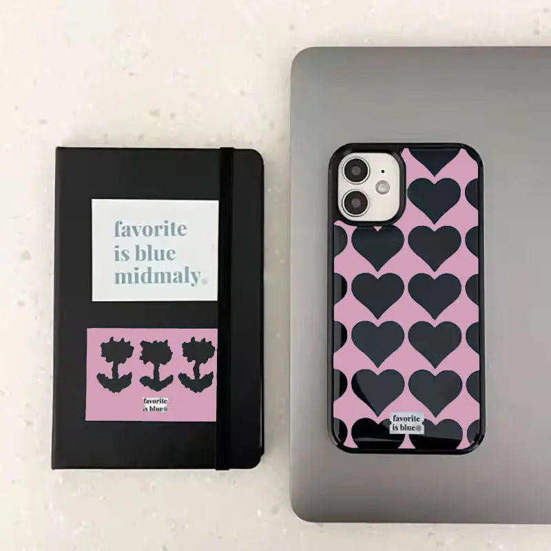 Korean Ins Blogger’s Style Love Heart Phone Case For iPhone 16 Pro Max 15 14 13 12 11 Pro Mini 7 8 Plus Luxury Y2K Phone Cases
