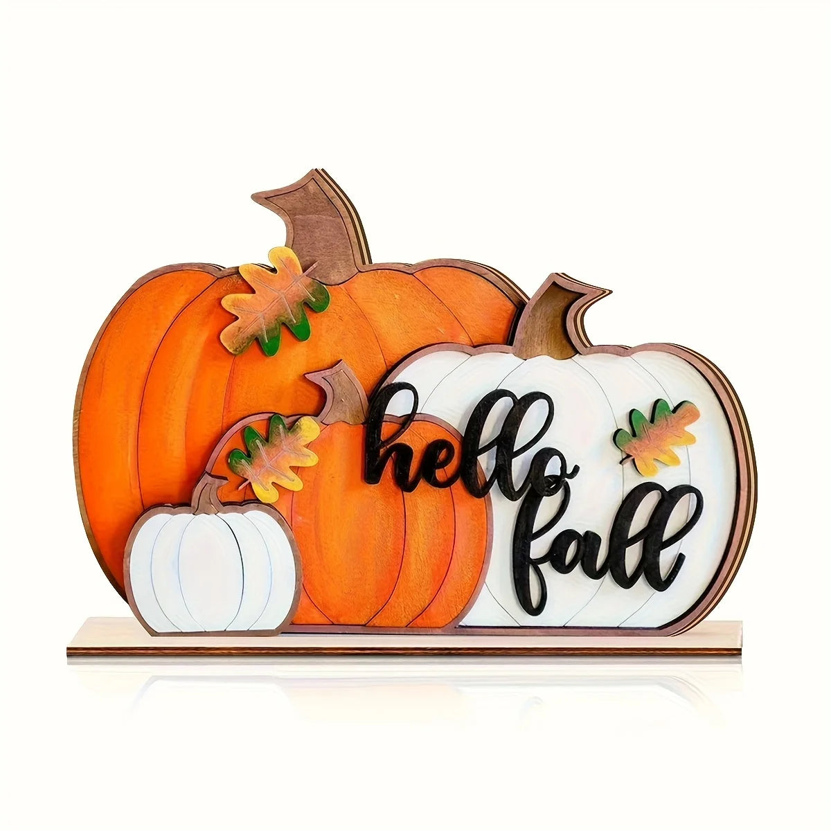 Fall Decorations for Home Hello Pumpkin Wooden Sign Hello Fall Wooden Block Signs for Autumn Farmhouse Decor for Home Kitchen