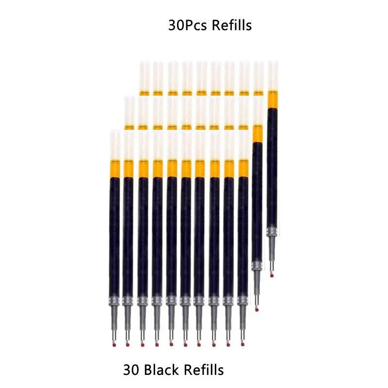 13-30Pcs 0.5mm Fine Point Retractable Gel Pens, Black Ink, Soft Anti-Slip Grip, Smooth Writing, Office & School Stationery Set
