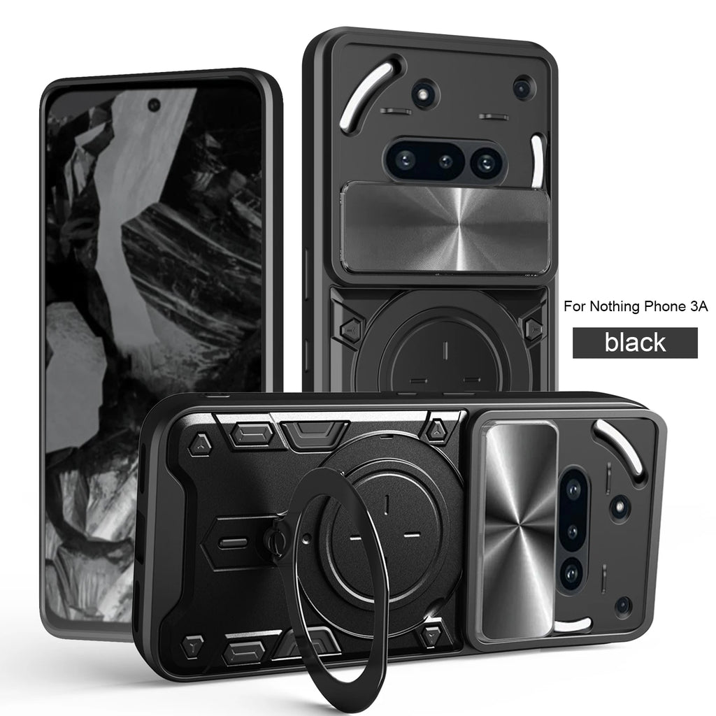 Protective Cover For Nothing Phone 3a Case With Ring Stand Holder Lens Protection Fundas Coque Capa